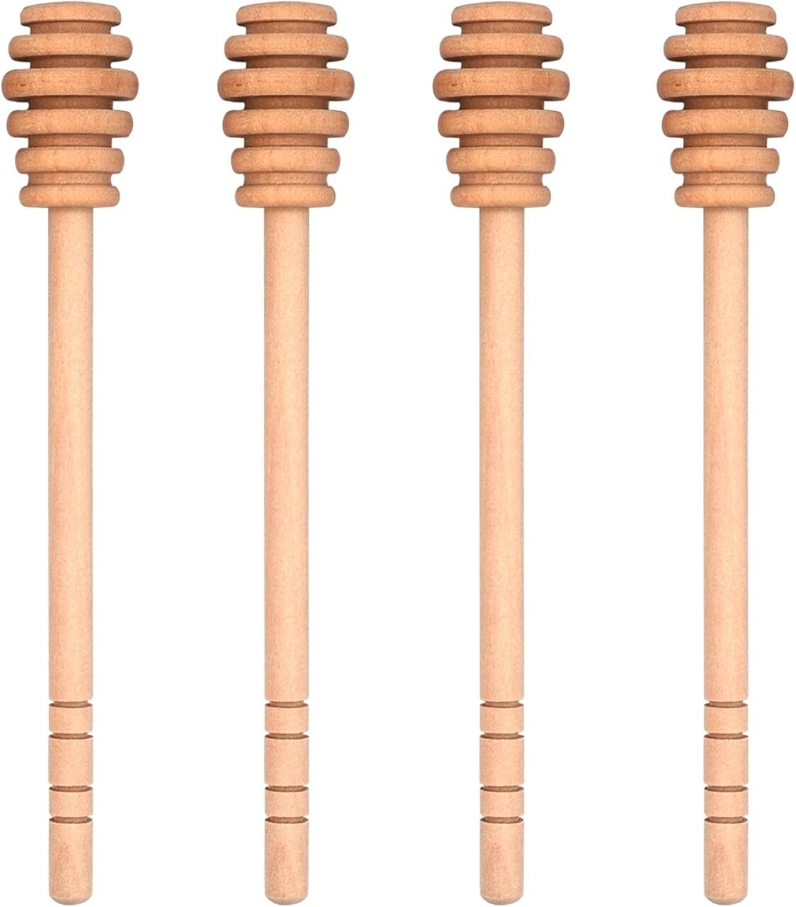 4PCS Wooden Honey Dipper Stirrers for Mixing, Drizzling, and Dispensing Honey